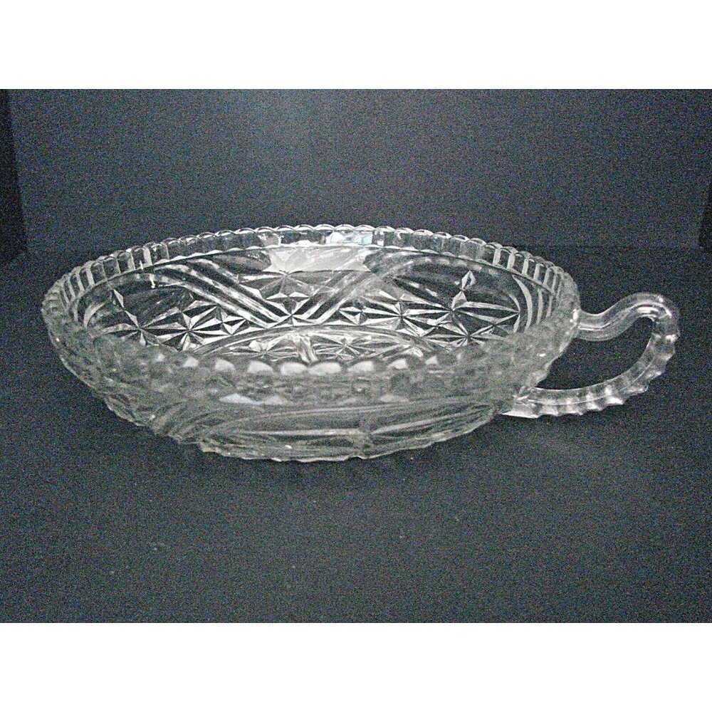 1960 Anchor Hocking Nappy Dish Bowl Stars and Bars Handle Candy 6x1.5" Vintage